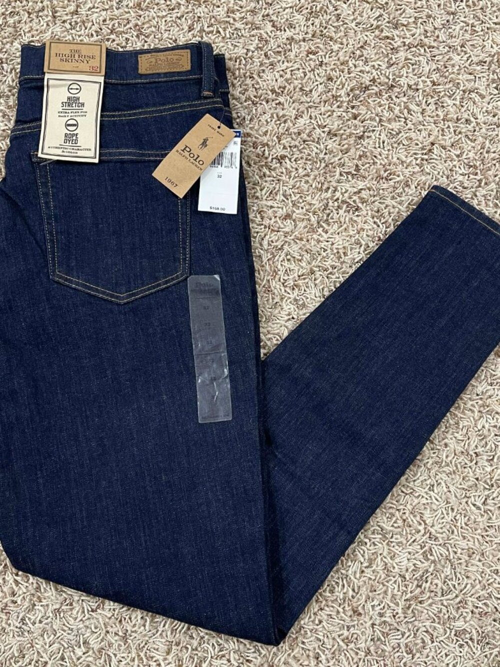 Polo Ralph Lauren Women’s the High-Rise Skinny Jeans Dark Blue, Size 32 (New)